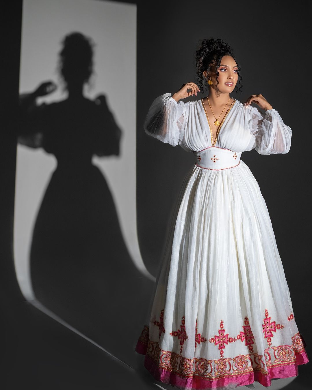 Lovely Rose Pink Habesha Dress: Graceful Look with Ethiopian Traditional Dress