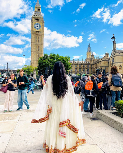 Red Handmade Embroidery Classic Habesha Dress: for Special Gatherings Ethiopian Traditional Dress