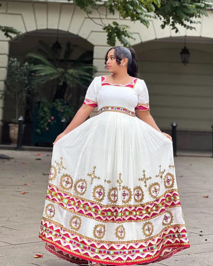 Eye-catching Look with Traditional Ethiopian Dress: Intricate Handmade Design Habesh Dress