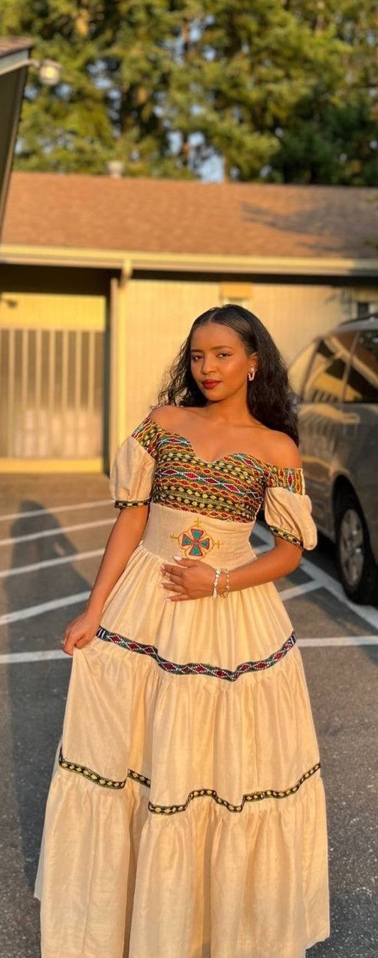 Pretty Cream Habesha Dress