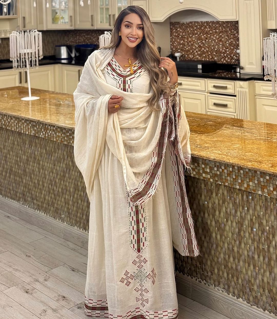 Mesmerizing Cream Habesha Dress