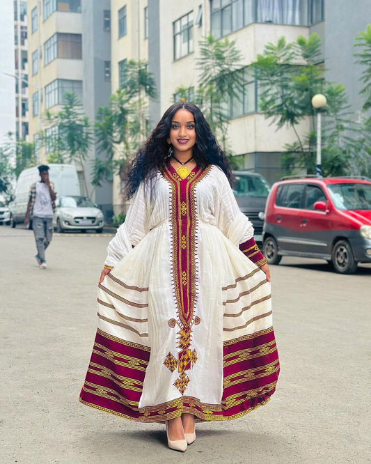 Flawless Red Traditional Ethiopian Dress