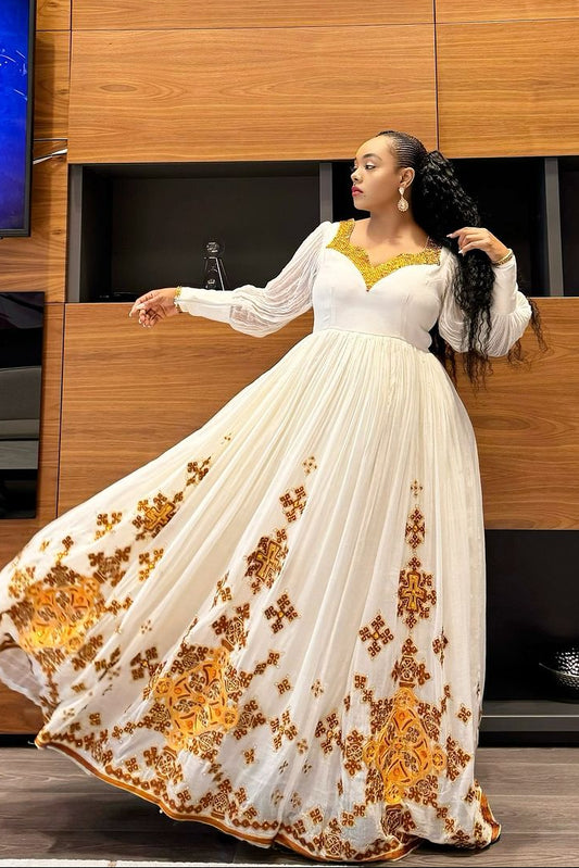 Luxurious Golden Habesha Dress
