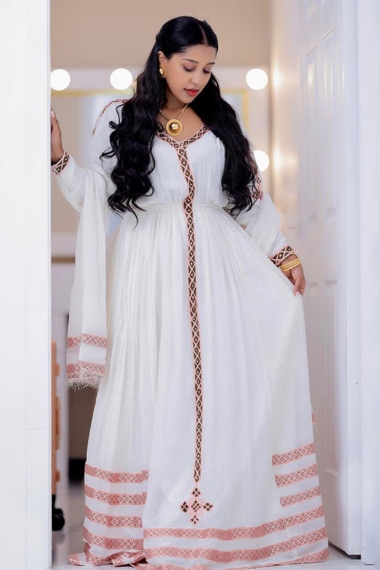 Lovely Look in Pink Habesha Dress