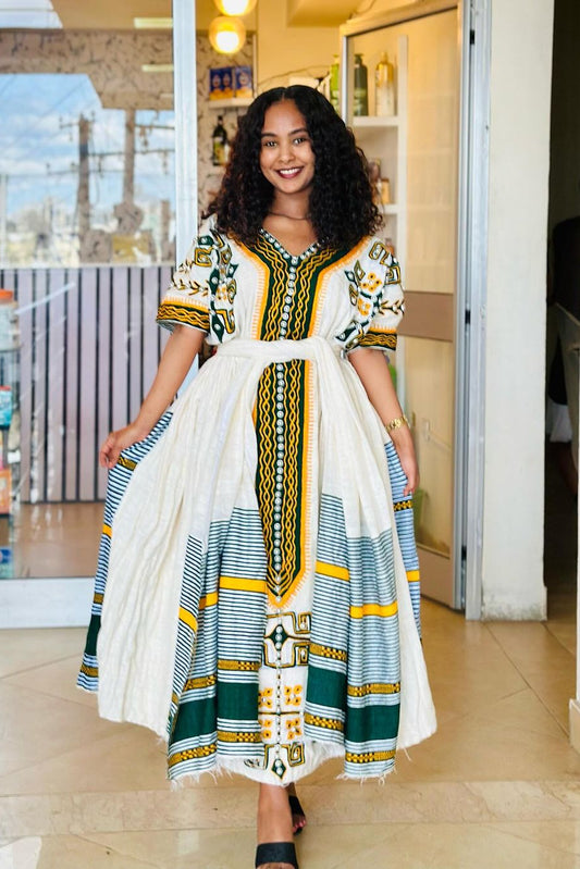 Delicate Beadwork on Traditional Ethiopian Dress