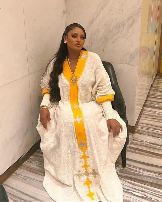 Creamy Heaven Look in Yellow Habesha Dress