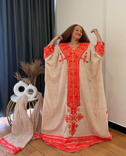 Cream Colored Traditional Ethiopian Dress