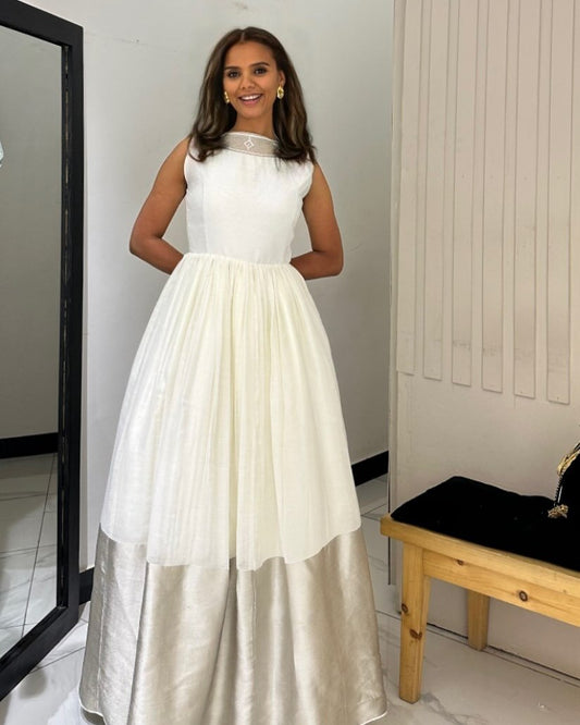 Simple yet Elegant Silver Habesha Dress