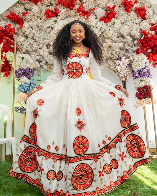 Flattering Red Ethiopian Traditional Dress