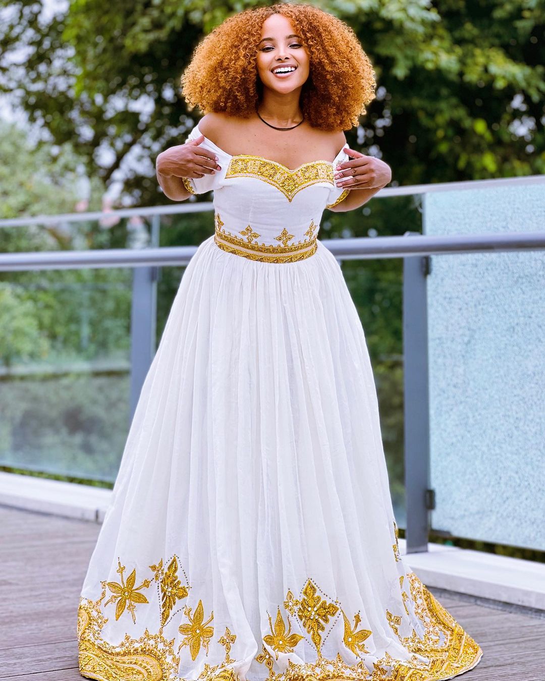 Modern Golden Ethiopian Traditional Dress