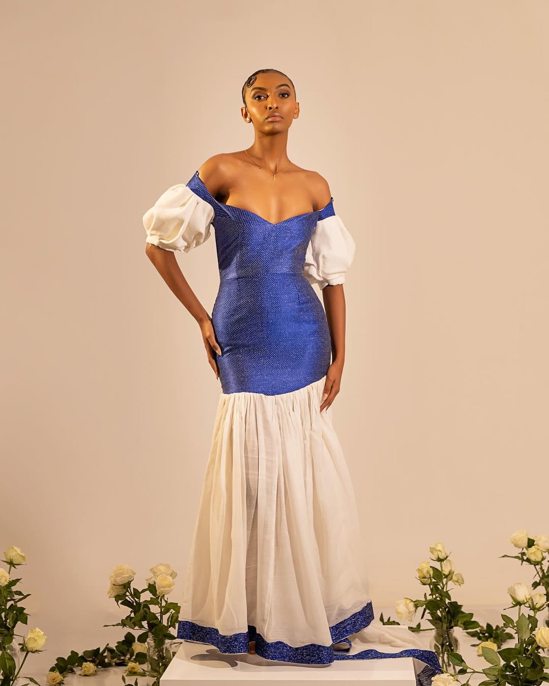 Vibrant Blue Trdaitional Ethiopian Dress