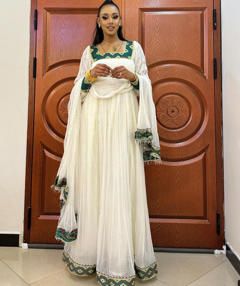 Glorious Green Traditional Ethiopian Dress