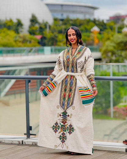 Cultural Axum Embroidery on Habesha Dress