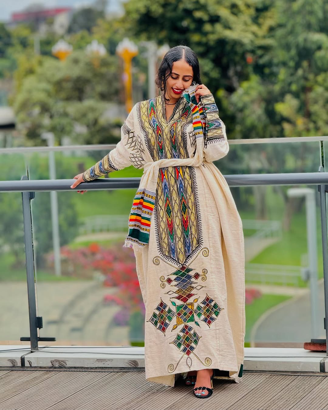 Cultural Axum Embroidery on Habesha Dress: Regal Handmade Traditional Ethiopian Dress for Celebrations and Events Eritrean Clothing