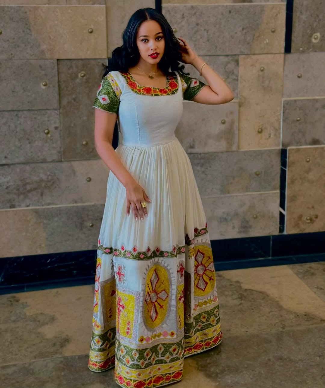 Colorful Design on Traditional Ethiopian Dress