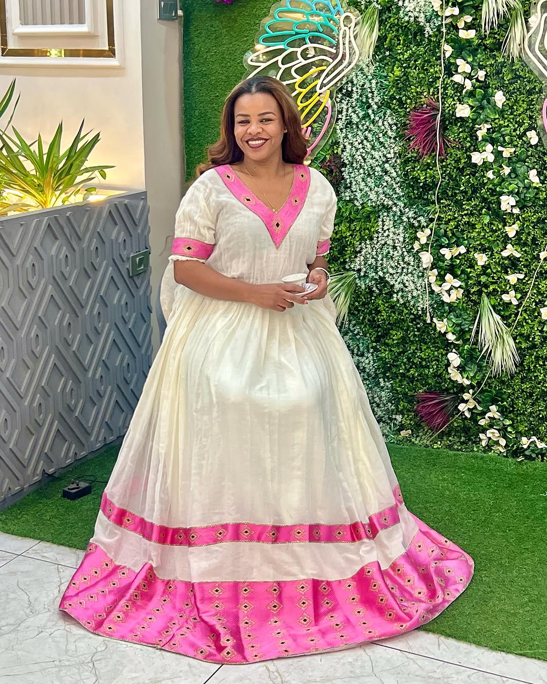 Ageless Pink Traditional Ethiopian Dress