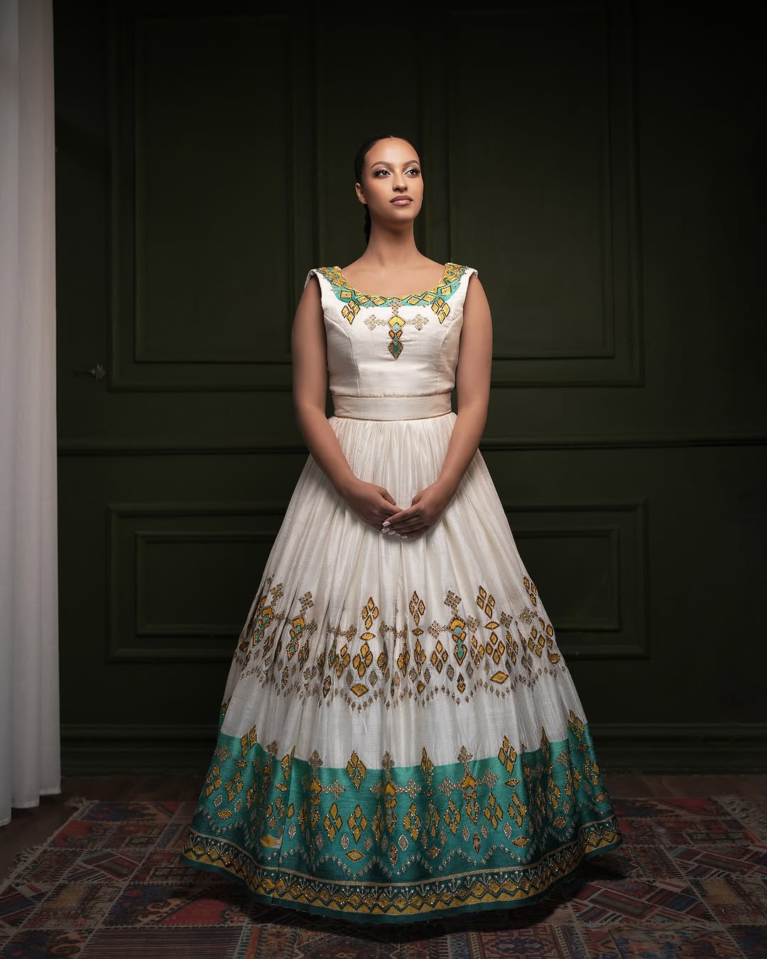 Alluring Green Traditional Ethiopian Dress