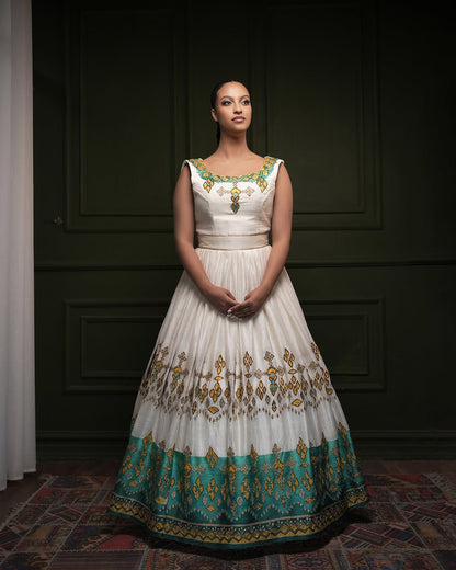 Alluring Green Traditional Ethiopian Dress