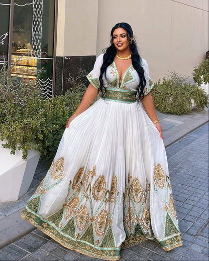 Stylish Multicolored Traditional Ethiopian Dress