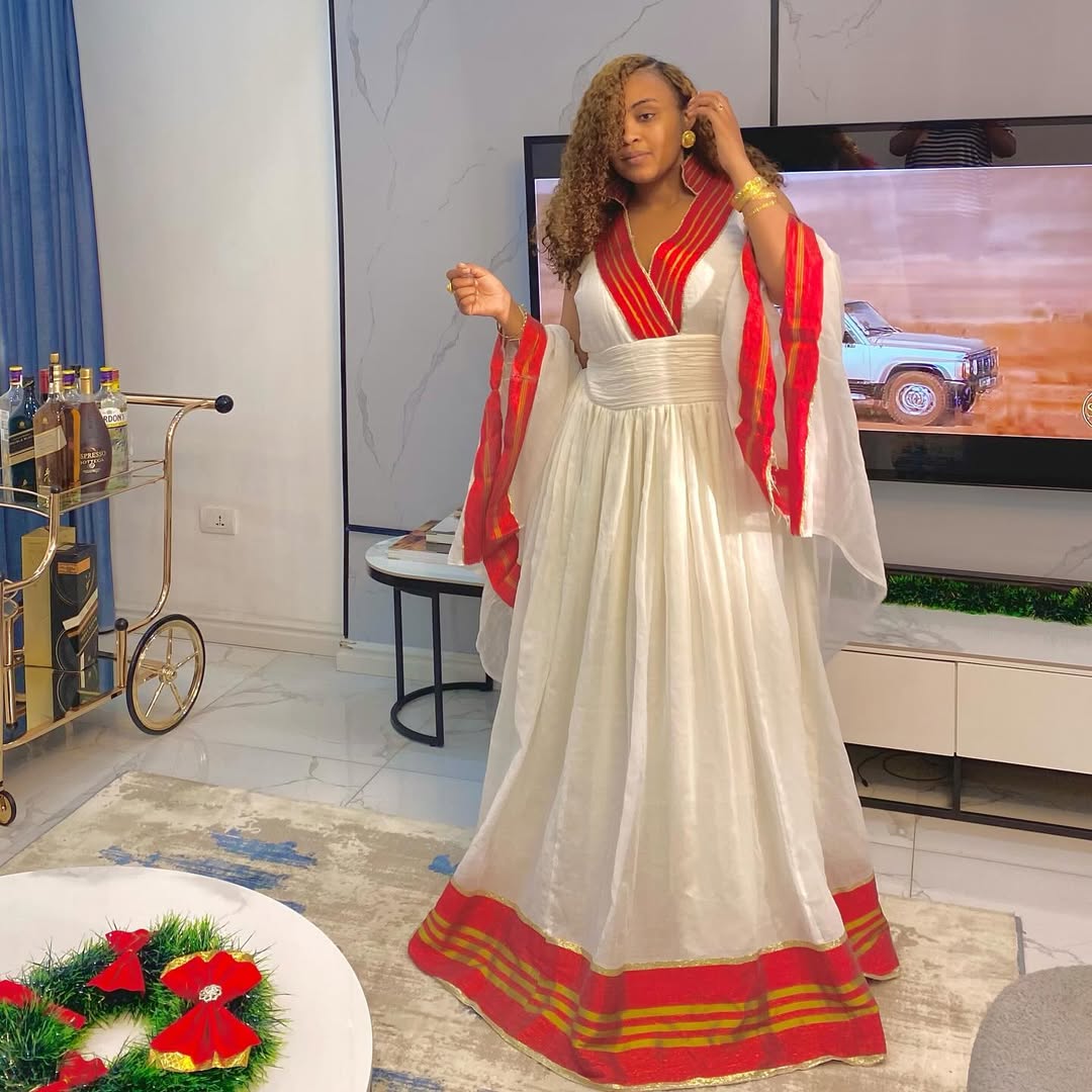  Cultural Excellence on Red Habesha Cloth