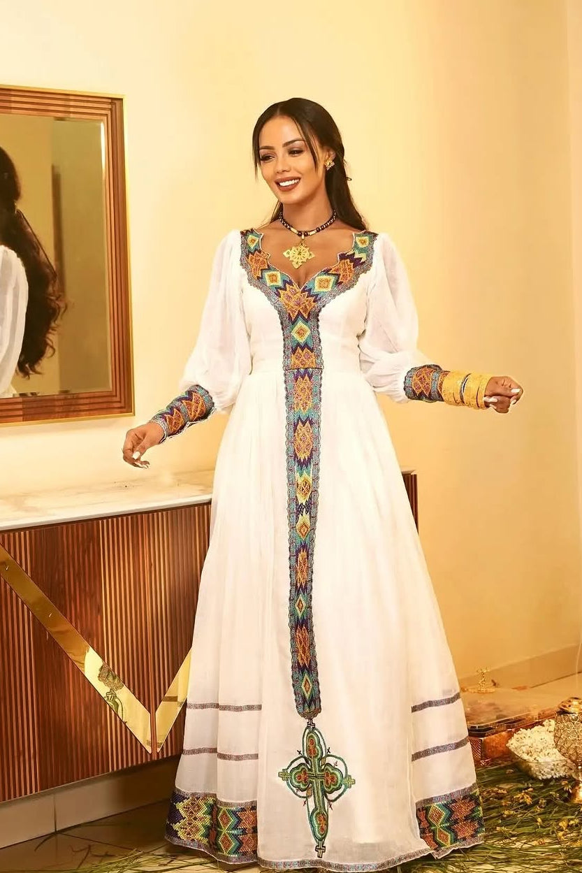 Charming Colorful Cultural Ethiopian Dress