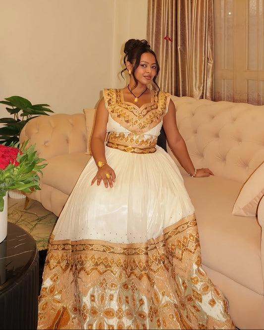 Glamourous Golden Traditional Ethiopian Dress