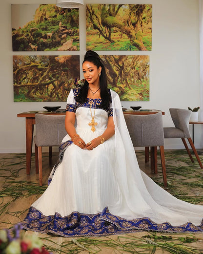 Charming Dark Blue Habesha Dress