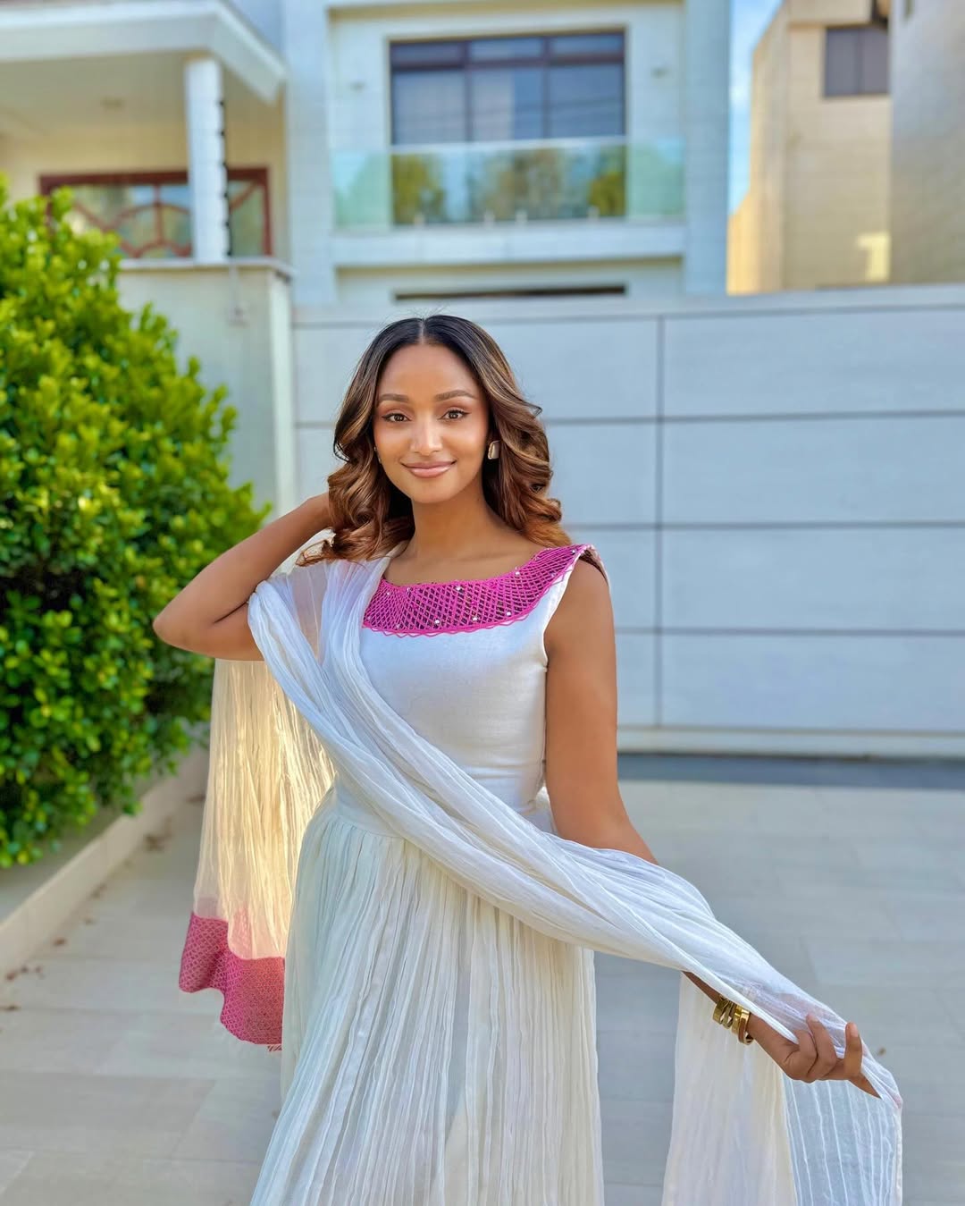 Charming Pink Habesha Dress: Simple Cultural Designs Traditional Ethiopian Dress Modern Look on Eritrean Dress