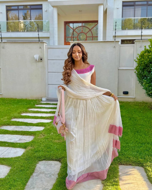 Charming Pink Habesha Dress