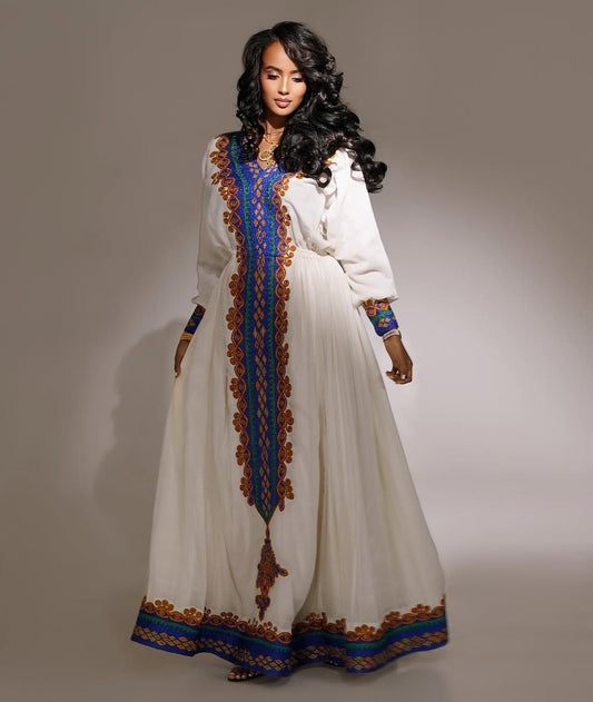 Appealing Blue Traditional Ethiopian Dress