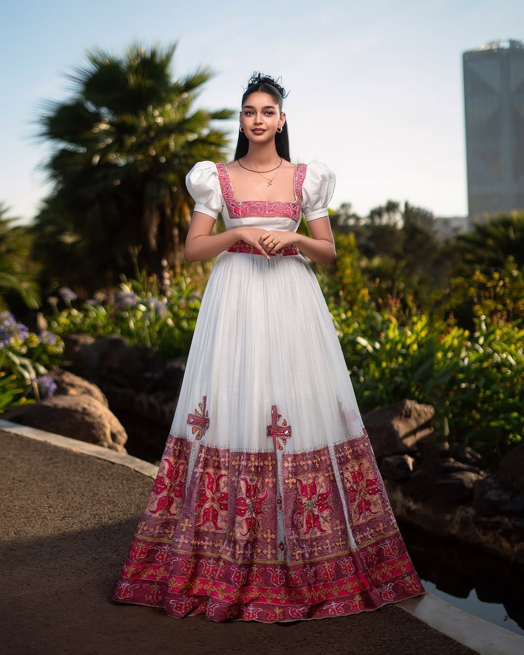 Enchanting Red Traditional Ethiopian Dress