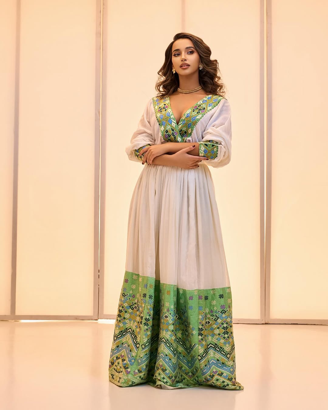 Luxurious Look with Emerald Green Habesha Dress