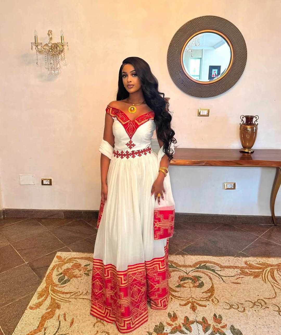 Radiant Red Traditional Ethiopian Dress