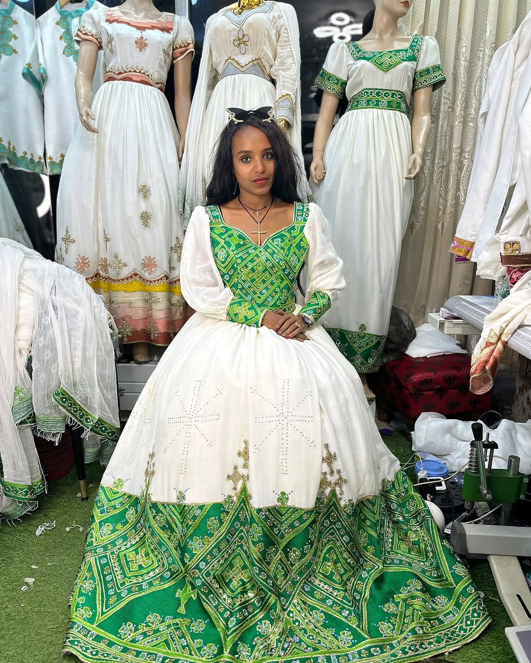 Luxurious Green Habesha Dress