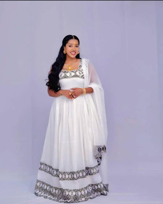 Gray Habesha Kemis Versatile Elegance for Any Occasion Ethiopian Dress Attire