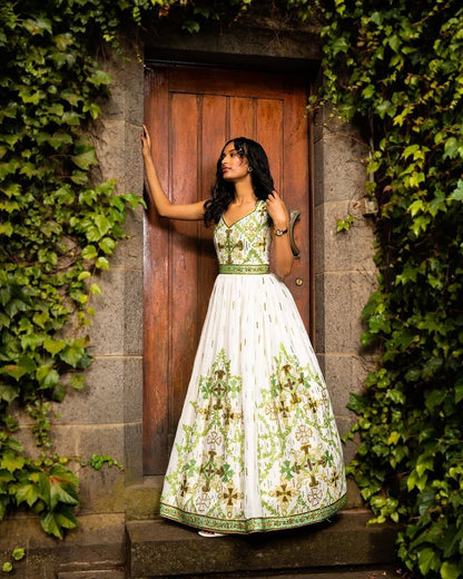 Elegant Sleeveless Green and Gold Habesha Wedding Dress With Modern Ethiopian Style