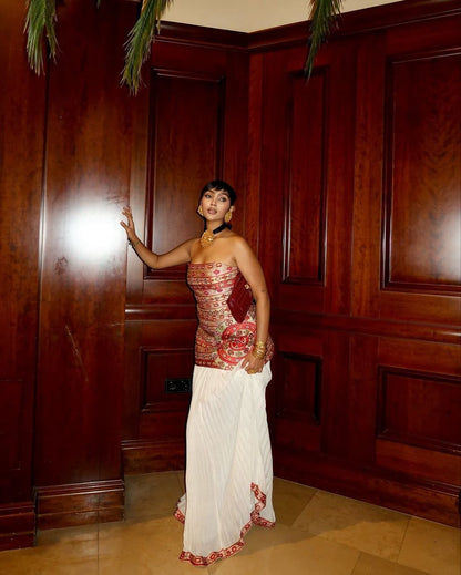 Chic Habesha Dress with Vibrant Red Embroidery for Special Occasions