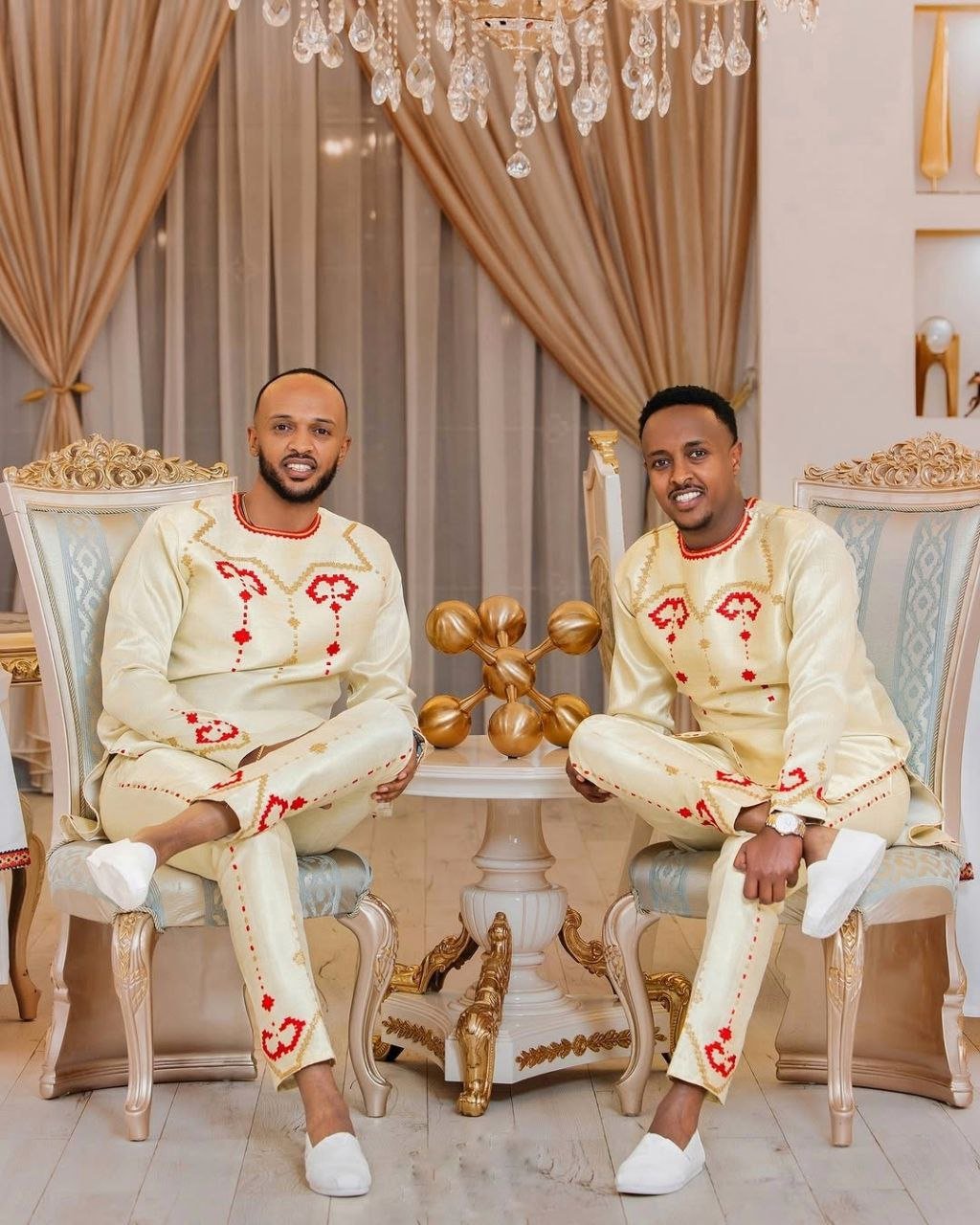 Stylish Habesha Attire for Men with Elegant Red Accents For Special Occasions Includes Shirt and Pants