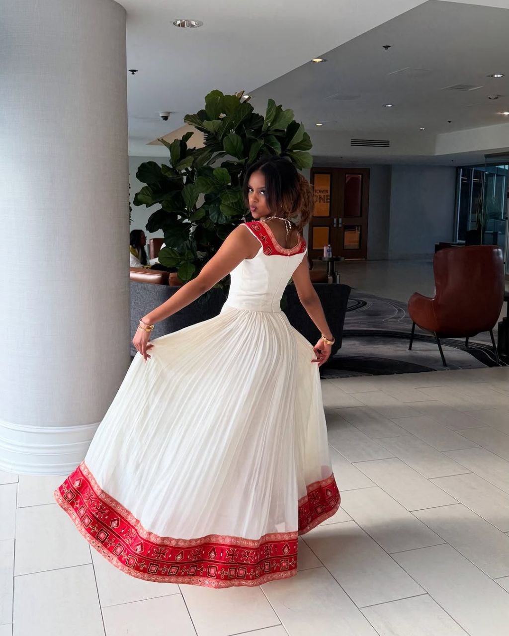 Stunning Habesha Kemis with Intricate Red Embroidery a Perfect Choice for Cultural Celebrations