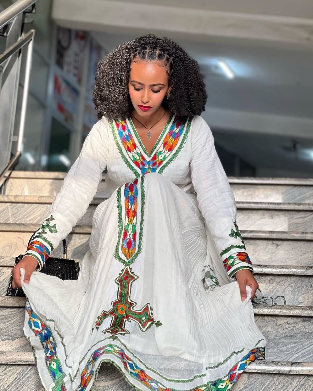 Beautiful Habesha Kemis with Colorful Accents – Traditional Ethiopian Dress – Cultural Dress