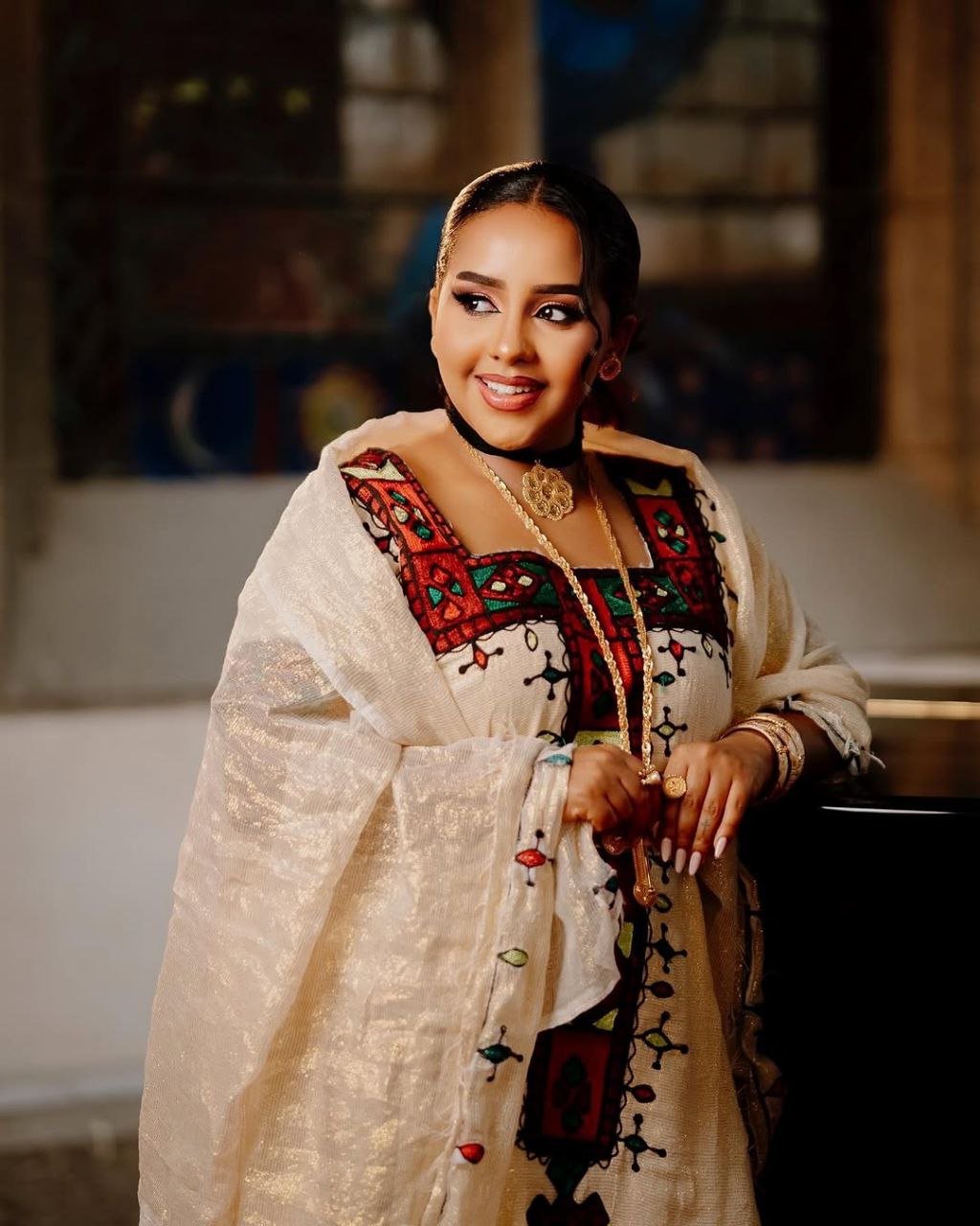 Graceful Habesha Kemis Vibrant Multi-Colored Ethiopian Traditional Dress