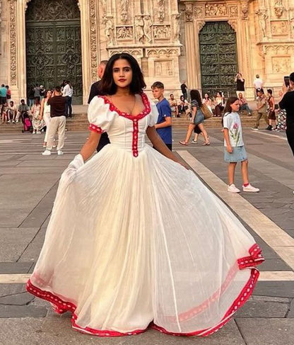 Charming  Habesha Dress with Red Accents – Modern Ethiopian Dress