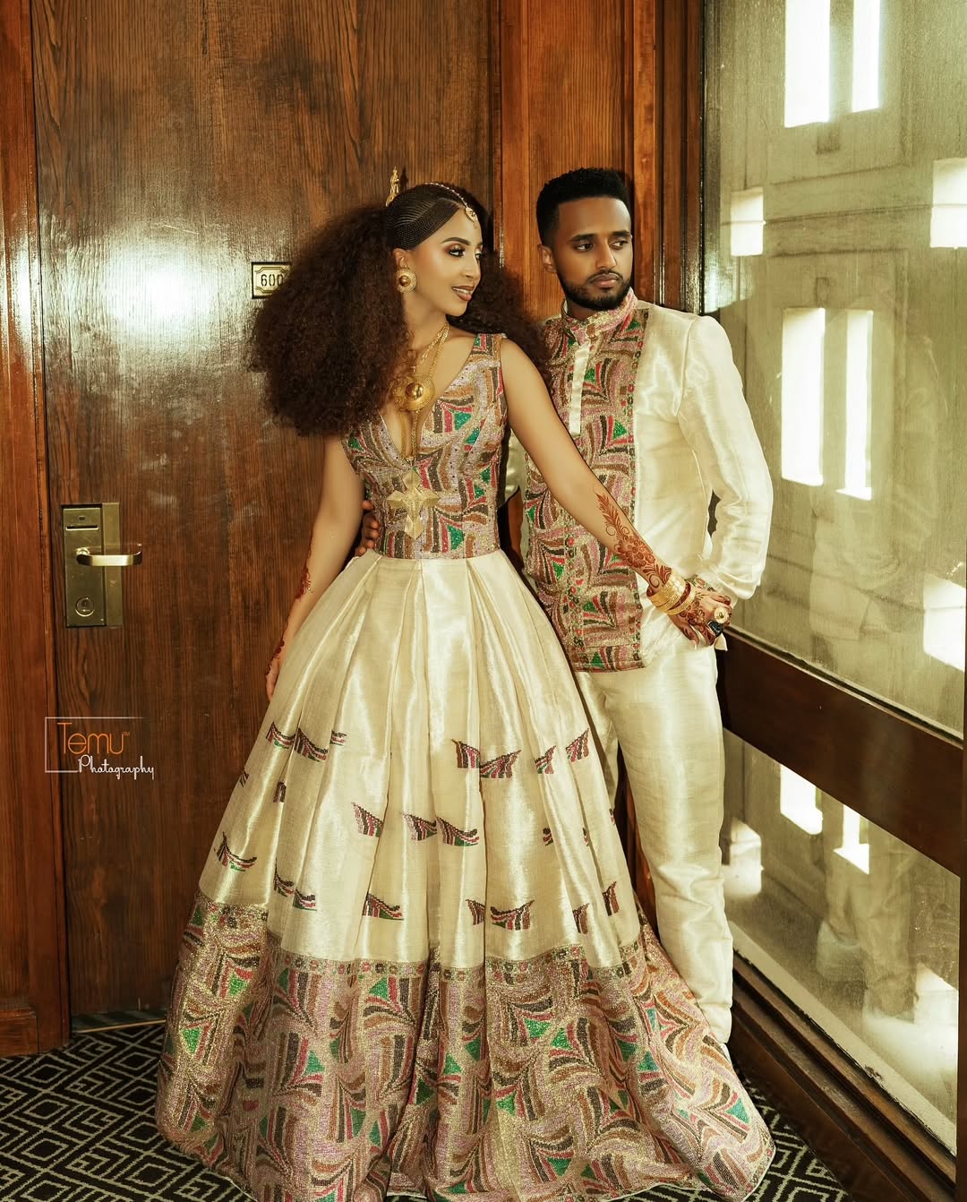 Regal Ethiopian Couple Set Matching Traditional Glamour


