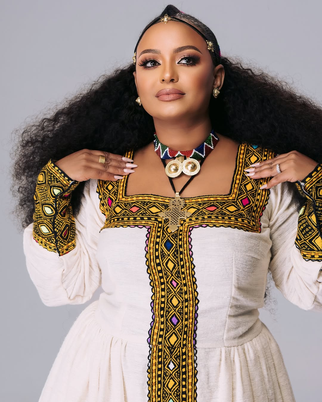 Cultural Pattern Habesha Kemis Gorgeous Habesha Dress Fetil Material Ethiopian Traditional Dress 0028
