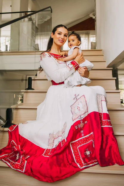 Red Beaded Habesha Kemis