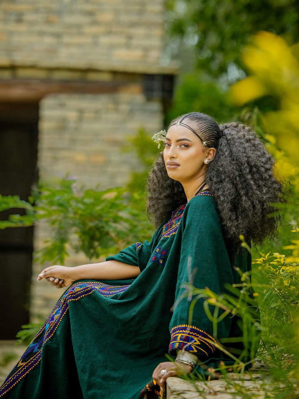 Buy Traditional Ethiopian Habesha Kemis  Elegant Green Cultural Dress