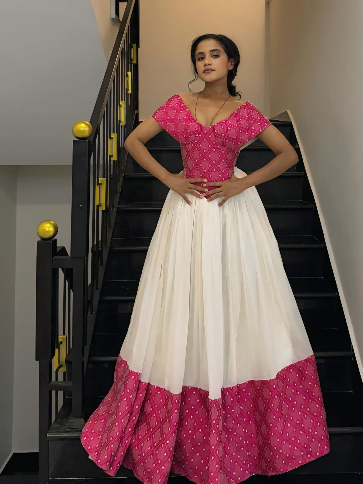 Off-Shoulder Habesha Dress with Red Hem V-Neckline Habesha Kemis  Ethiopian Traditional Dress 769