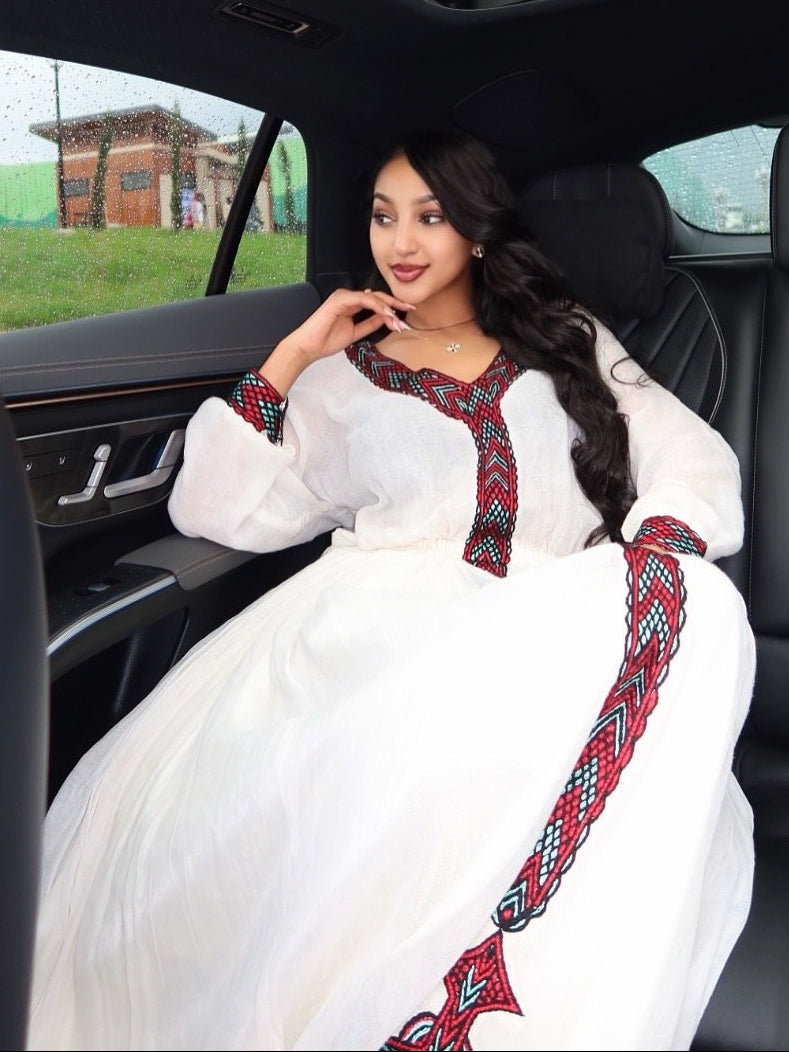 Elegant Long Sleeve Habesha Dress | Traditional Ethiopian Clothing