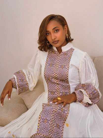 Enchanting Puff Sleeve Habesha Dress Graceful Elegance Habesha Kemis Cultural Ethiopian Clothing 851