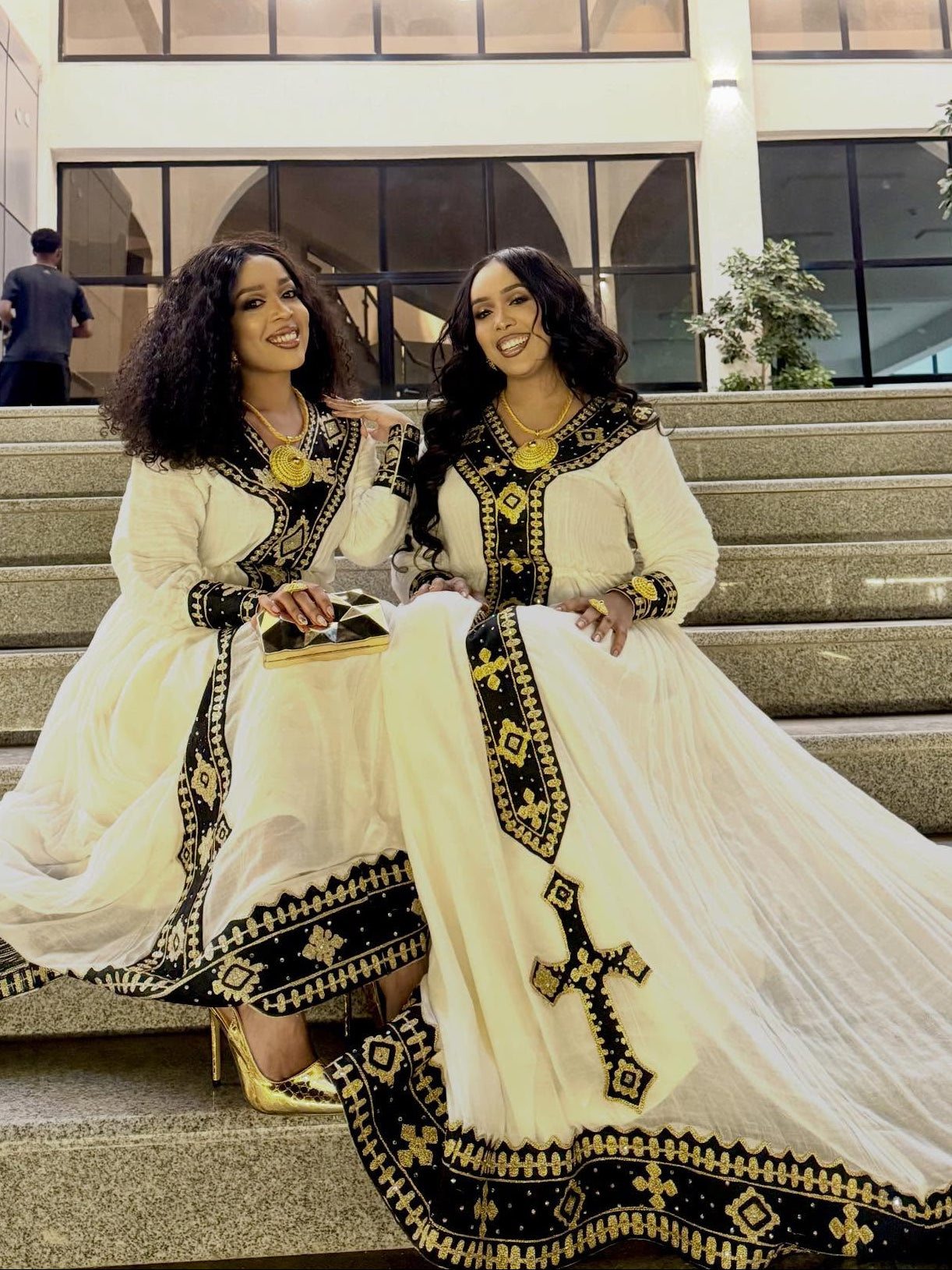 Majestic Black and Gold Embroidered Habesha Dress Regal Ethiopian Clothing Timeless Habesha Kemis 862